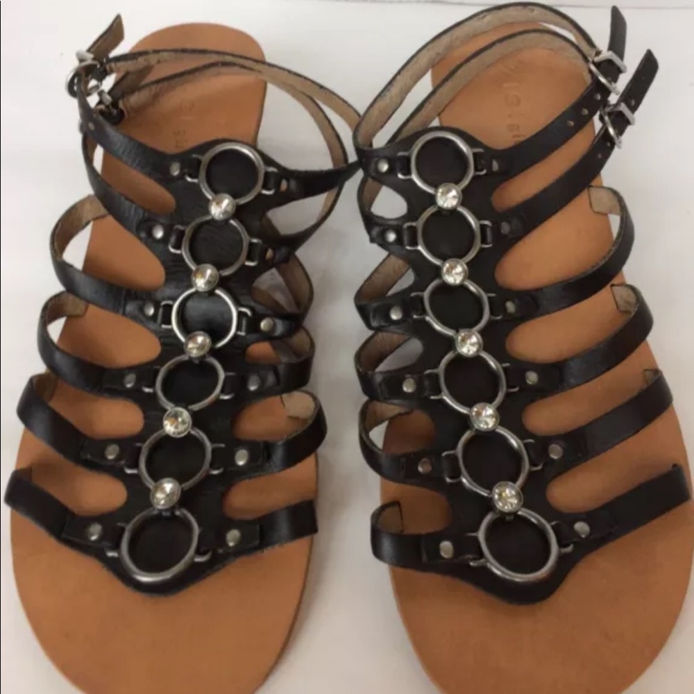 Zigi Spartan women  Black Leather Strappy Sandals size 10